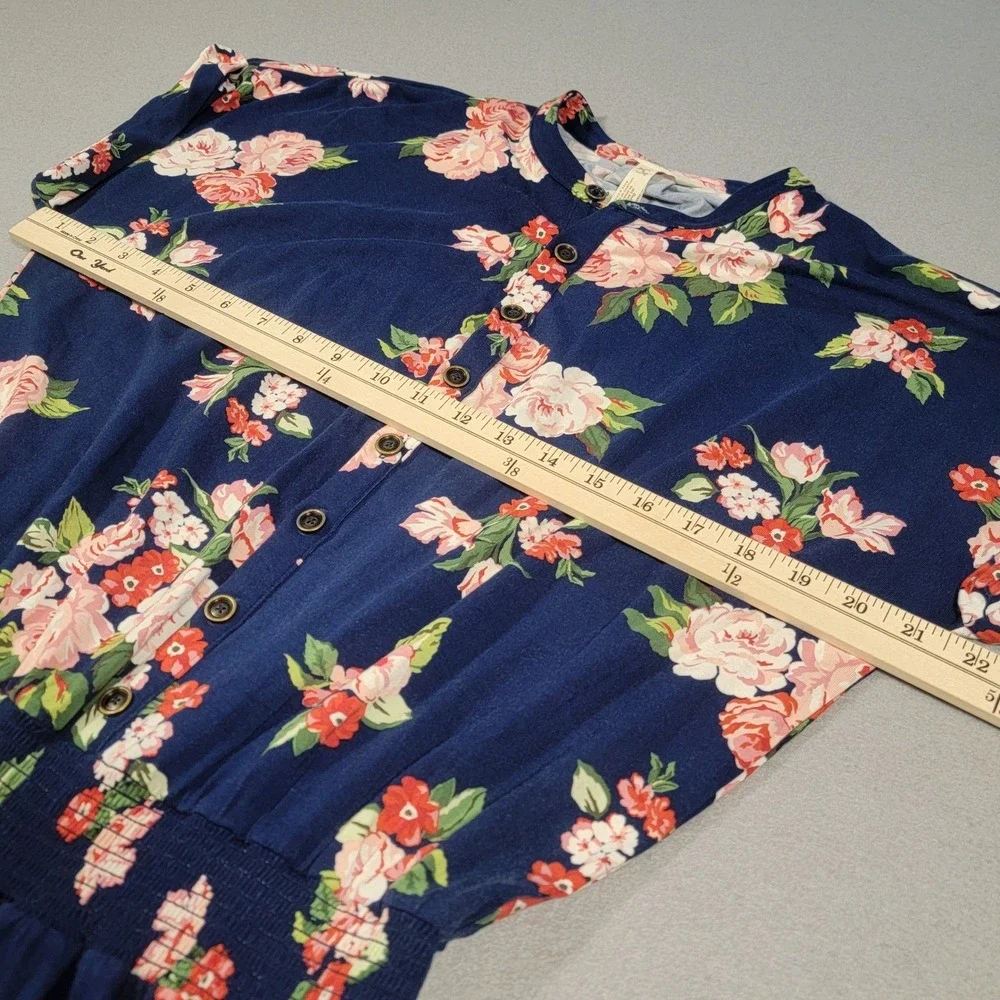 Matilda Jane Be Bold Romper Navy‎ Pink Floral Print Short Sleeve Women's Small